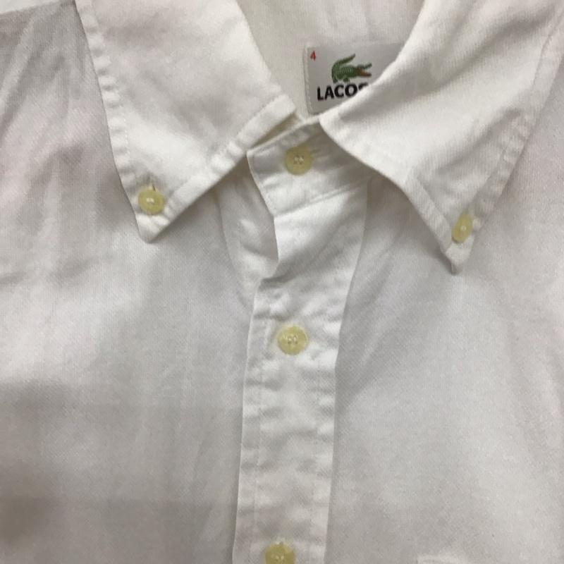 ラコステ LACOSTE シャツ、ブラウス 半袖 半袖シャツ カラーシャツ ボタンダウンシャツ 4 ロゴ、文字 白 / ホワイト / white メンズ USED 古着 中古 10154580