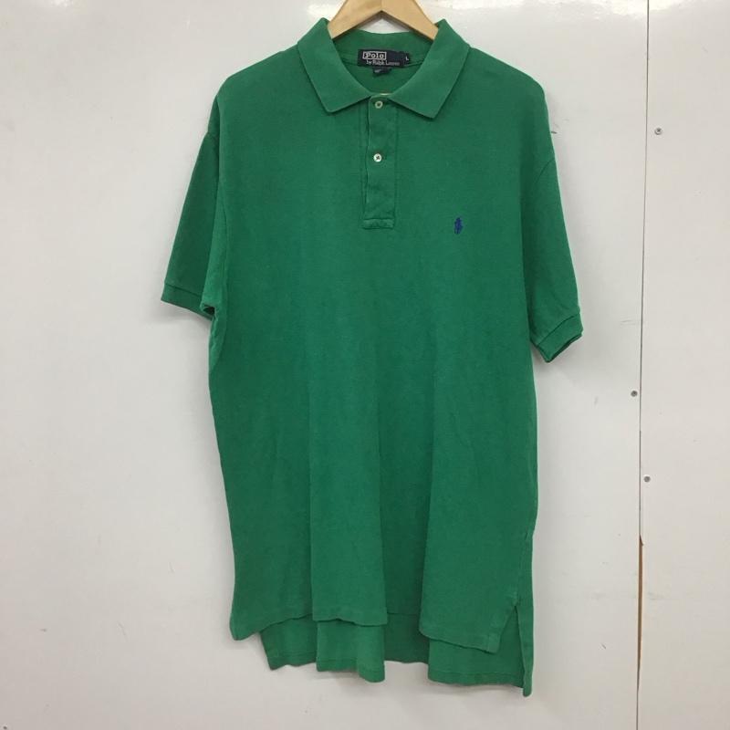 ポロバイラルフローレン Polo by RALPH LAUREN ポロシャツ 半袖 半袖ポロシャツ カラーシャツ 半袖カットソー L ロゴ、文字 緑 / グリーン / green メンズ USED 古着 中古 10154582