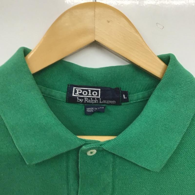 ポロバイラルフローレン Polo by RALPH LAUREN ポロシャツ 半袖 半袖ポロシャツ カラーシャツ 半袖カットソー L ロゴ、文字 緑 / グリーン / green メンズ USED 古着 中古 10154582