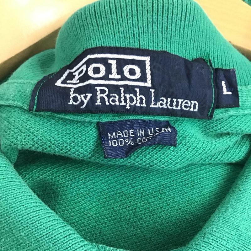 ポロバイラルフローレン Polo by RALPH LAUREN ポロシャツ 半袖 半袖ポロシャツ カラーシャツ 半袖カットソー L ロゴ、文字 緑 / グリーン / green メンズ USED 古着 中古 10154582