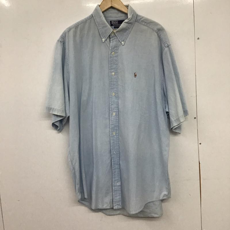 ポロバイラルフローレン Polo by RALPH LAUREN シャツ、ブラウス 半袖 半袖シャツ 無地シャツ ボタンダウンシャツ XXL ロゴ、文字 水色 / ライトブルー / メンズ USED 古着 中古 10154583