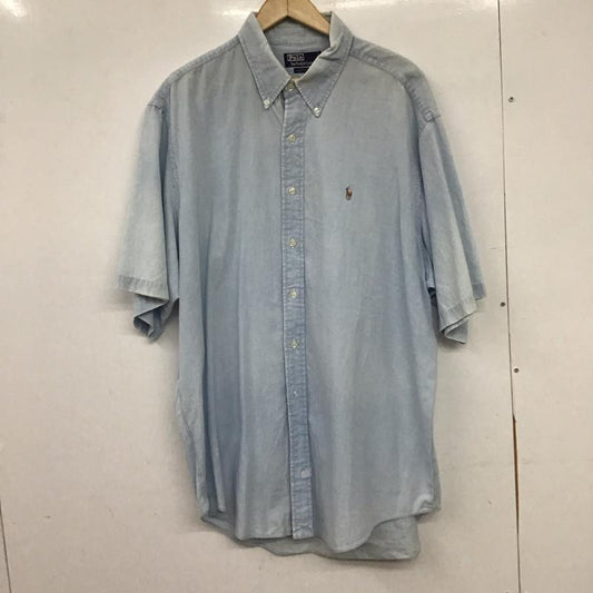 ポロバイラルフローレン Polo by RALPH LAUREN シャツ、ブラウス 半袖 半袖シャツ 無地シャツ ボタンダウンシャツ XXL ロゴ、文字 水色 / ライトブルー / メンズ USED 古着 中古 10154583