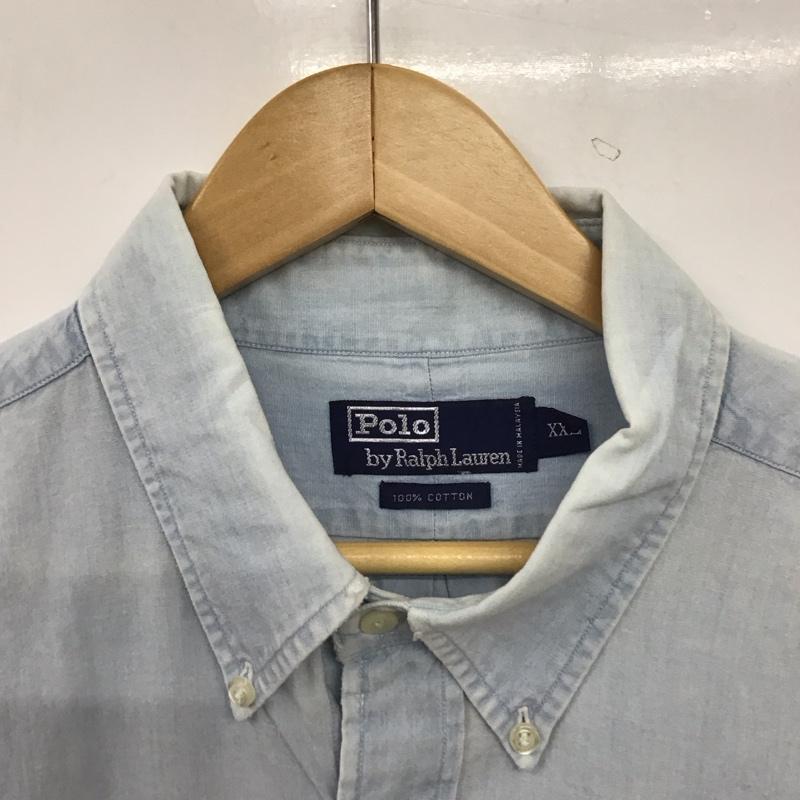ポロバイラルフローレン Polo by RALPH LAUREN シャツ、ブラウス 半袖 半袖シャツ 無地シャツ ボタンダウンシャツ XXL ロゴ、文字 水色 / ライトブルー / メンズ USED 古着 中古 10154583