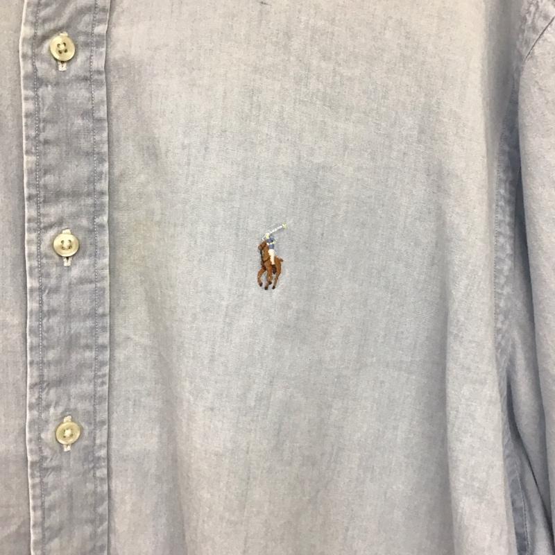 ポロバイラルフローレン Polo by RALPH LAUREN シャツ、ブラウス 半袖 半袖シャツ 無地シャツ ボタンダウンシャツ XXL ロゴ、文字 水色 / ライトブルー / メンズ USED 古着 中古 10154583