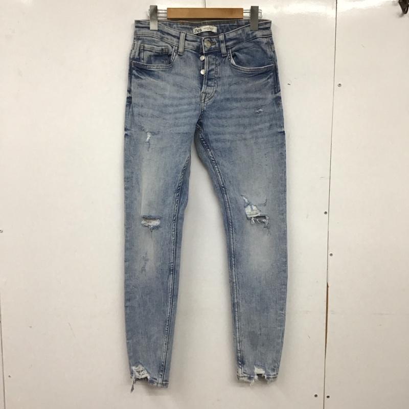 ザラ ZARA パンツ デニム、ジーンズ デニムパンツ スリムパンツ カジュアルパンツ ストレッチパンツ 38 ダメージ加工 インディゴ / インディゴ / Indigo メンズ USED 古着 中古 10154589