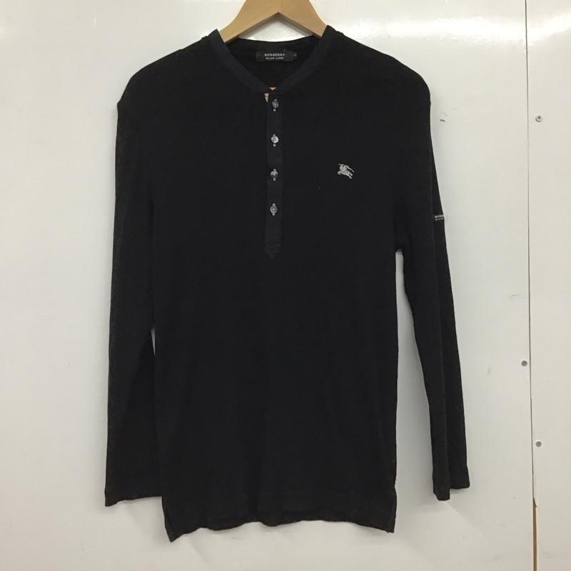 バーバリーブラックレーベル BURBERRY BLACK LABEL カットソー 長袖 長袖カットソー ヘンリーネックカットソー 2 ロゴ、文字 黒 / ブラック / black メンズ USED 古着 中古 10154590