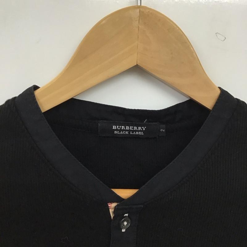 バーバリーブラックレーベル BURBERRY BLACK LABEL カットソー 長袖 長袖カットソー ヘンリーネックカットソー 2 ロゴ、文字 黒 / ブラック / black メンズ USED 古着 中古 10154590