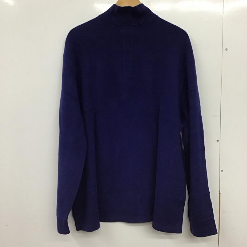 ポロバイラルフローレン Polo by RALPH LAUREN ニット、セーター 長袖 長袖ニットカットソー ジップアップネック セーター XXL ロゴ、文字 青 / ブルー / blue メンズ USED 古着 中古 10154591