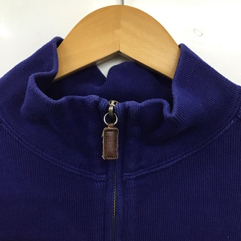 ポロバイラルフローレン Polo by RALPH LAUREN ニット、セーター 長袖 長袖ニットカットソー ジップアップネック セーター XXL ロゴ、文字 青 / ブルー / blue メンズ USED 古着 中古 10154591