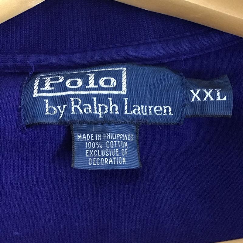 ポロバイラルフローレン Polo by RALPH LAUREN ニット、セーター 長袖 長袖ニットカットソー ジップアップネック セーター XXL ロゴ、文字 青 / ブルー / blue メンズ USED 古着 中古 10154591