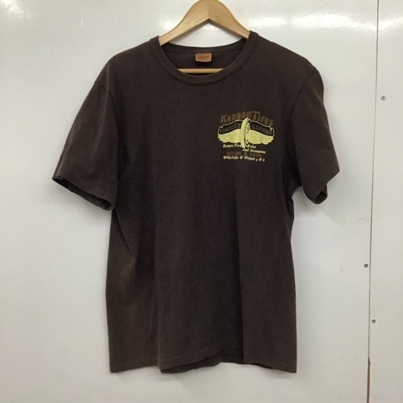 デラックスウエア DELUXEWARE Tシャツ 半袖 半袖カットソー プリントTシャツ クルーネックカットソー L ロゴ、文字 茶 / ブラウン / brown メンズ USED 古着 中古 10154592