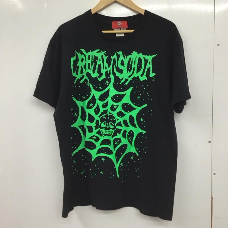 クリームソーダ CREAMSODA Tシャツ 半袖 半袖カットソー プリントTシャツ クルーネックカットソー XL プリント 黒 / ブラック / black メンズ USED 古着 中古 10154593