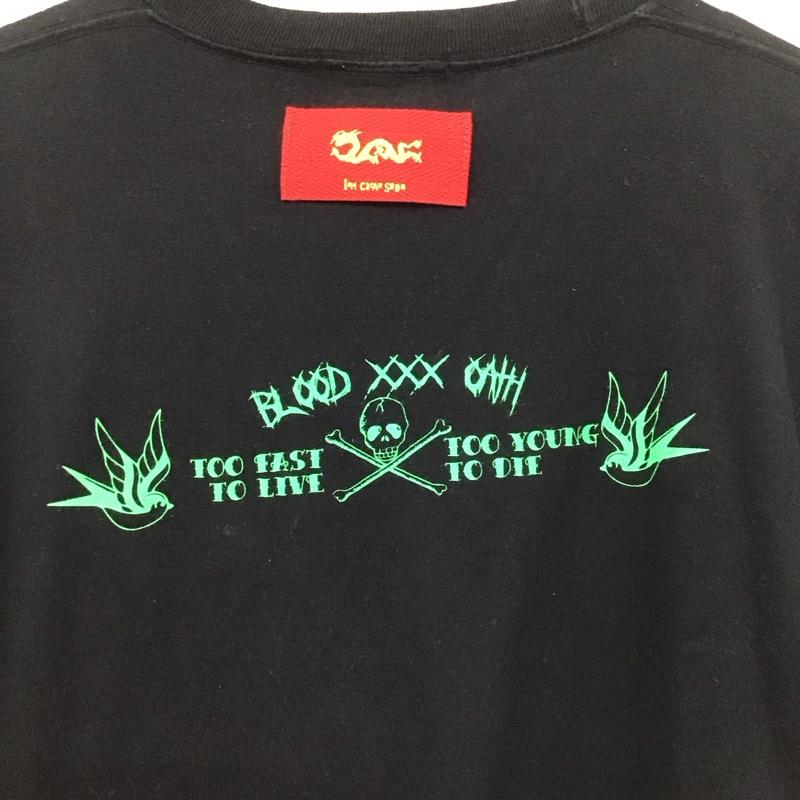 クリームソーダ CREAMSODA Tシャツ 半袖 半袖カットソー プリントTシャツ クルーネックカットソー XL プリント 黒 / ブラック / black メンズ USED 古着 中古 10154593