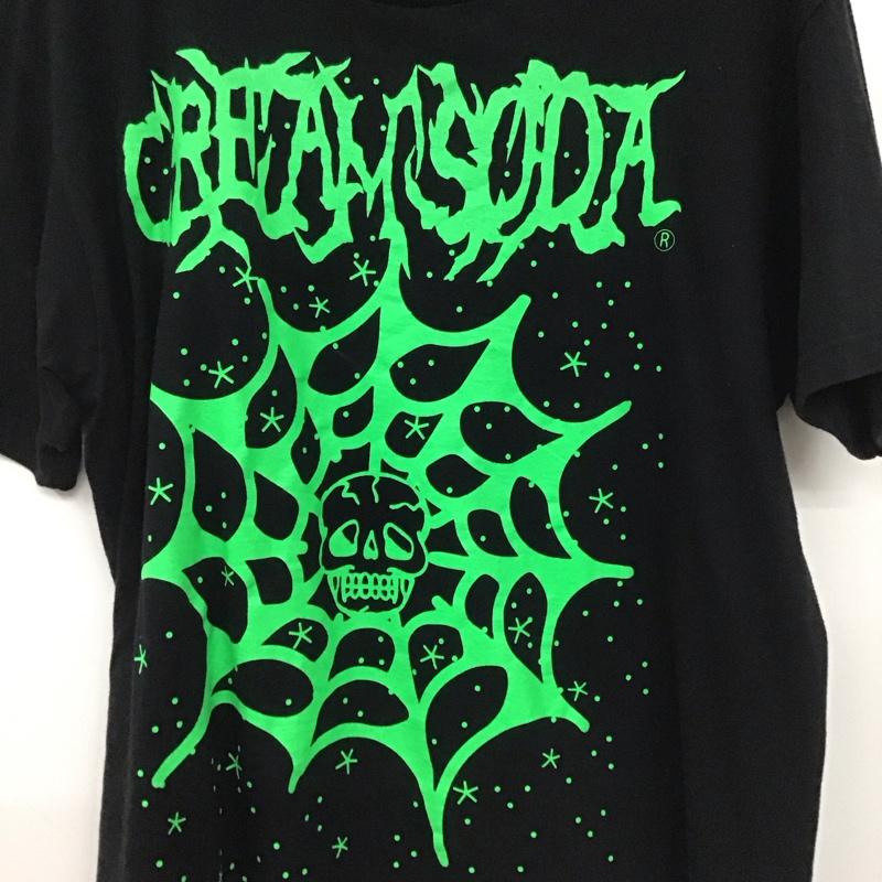 クリームソーダ CREAMSODA Tシャツ 半袖 半袖カットソー プリントTシャツ クルーネックカットソー XL プリント 黒 / ブラック / black メンズ USED 古着 中古 10154593