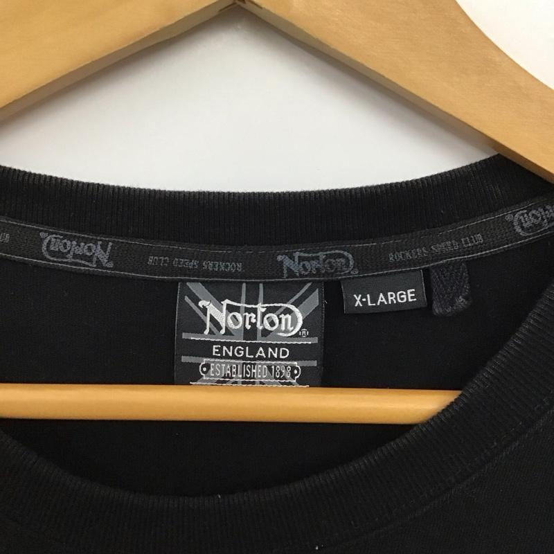 ノートン Norton Tシャツ 半袖 半袖カットソー プリントTシャツ クルーネックカットソー XL ロゴ、文字 黒 / ブラック / black メンズ USED 古着 中古 10154595
