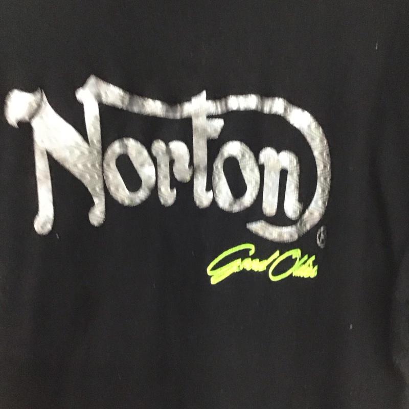 ノートン Norton Tシャツ 半袖 半袖カットソー プリントTシャツ クルーネックカットソー XL ロゴ、文字 黒 / ブラック / black メンズ USED 古着 中古 10154595