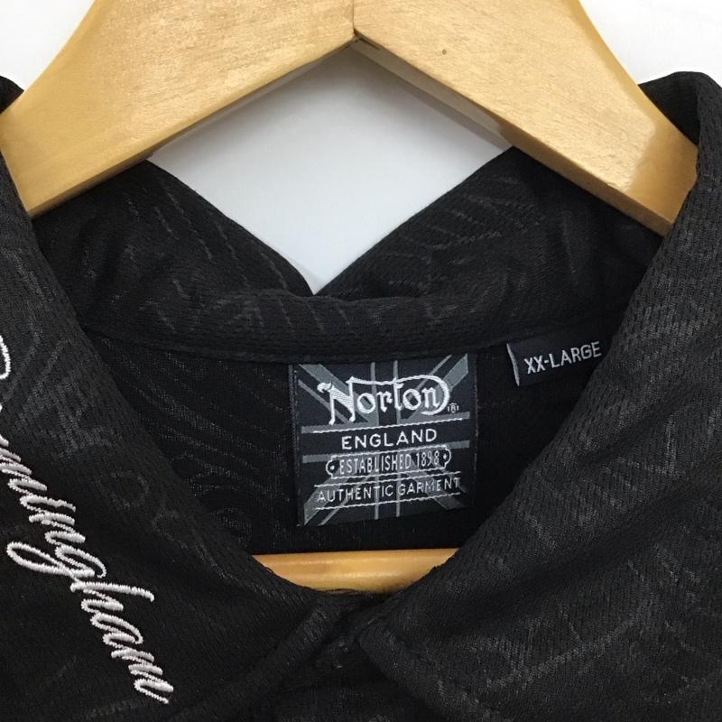 ノートン Norton ポロシャツ 半袖 半袖ポロシャツ カラーシャツ 半袖カットソー XXL ロゴ、文字 黒 / ブラック / black メンズ USED 古着 中古 10154596