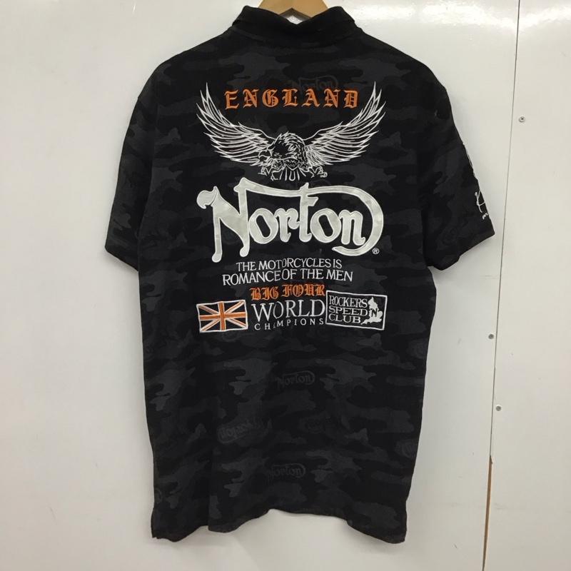 ノートン Norton ポロシャツ 半袖 半袖ポロシャツ カラーシャツ 半袖カットソー XXL プリント ダークグレー / ダークグレー / メンズ USED 古着 中古 10154597