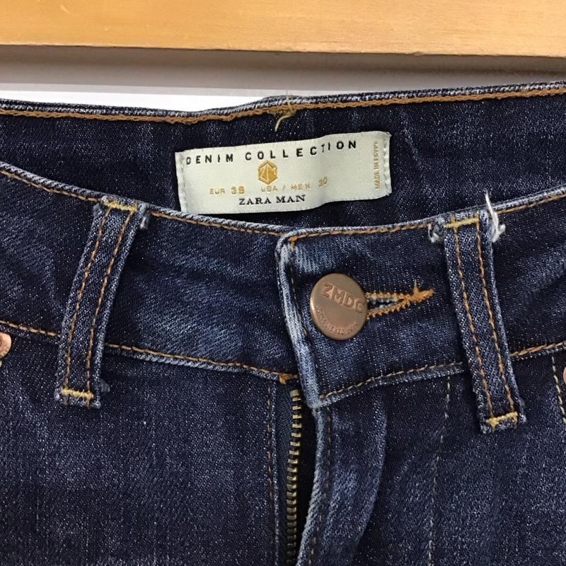 ザラメン ZARA MAN パンツ デニム、ジーンズ デニムパンツ スリムパンツ カジュアルパンツ ストレッチパンツ 38 ダメージ加工 インディゴ / インディゴ / Indigo メンズ USED 古着 中古 10154604