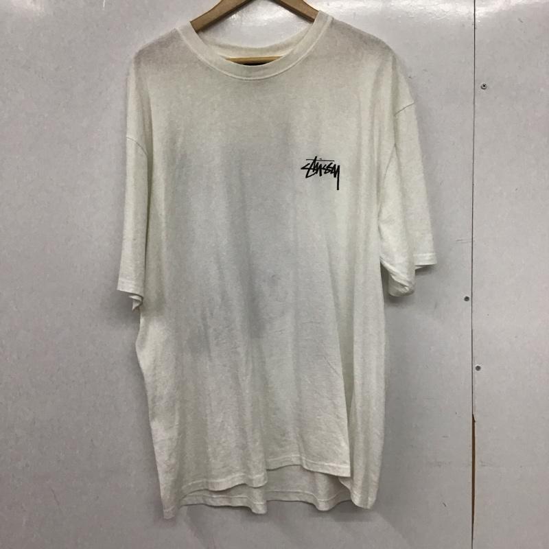 ステューシー STUSSY Tシャツ 半袖 半袖カットソー プリントTシャツ クルーネックカットソー XL ロゴ、文字 白 / ホワイト / white メンズ USED 古着 中古 10154617