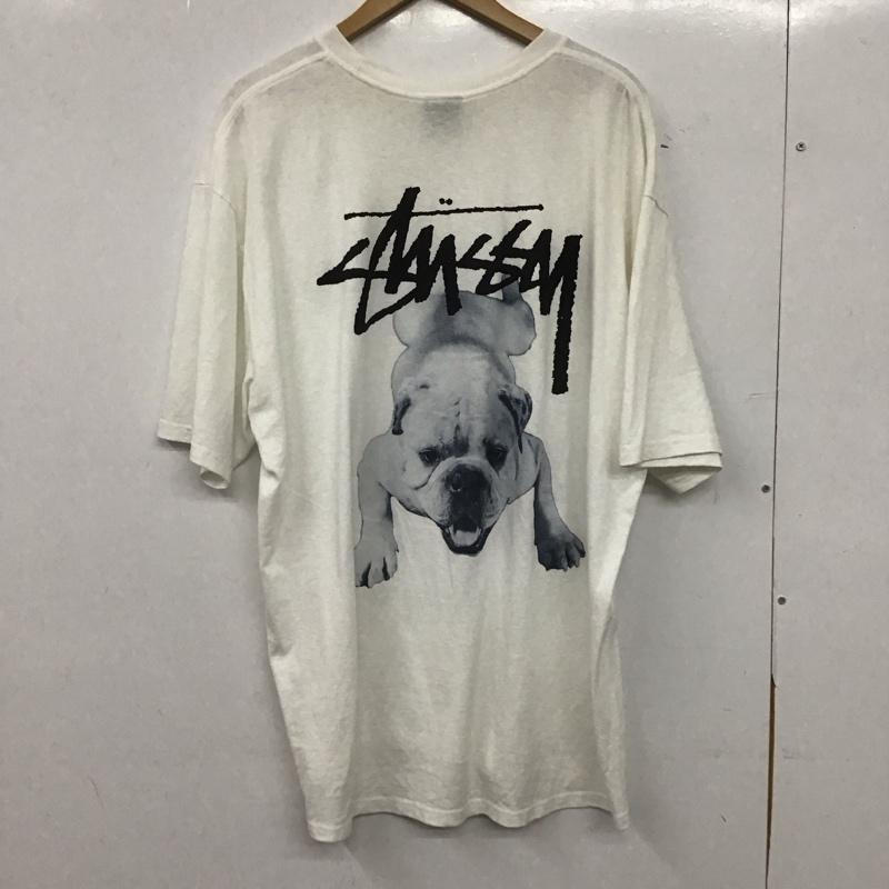 ステューシー STUSSY Tシャツ 半袖 半袖カットソー プリントTシャツ クルーネックカットソー XL ロゴ、文字 白 / ホワイト / white メンズ USED 古着 中古 10154617
