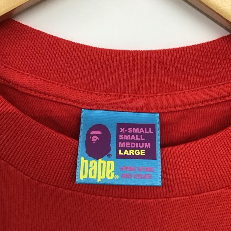 ベイプ BAPE Tシャツ 半袖 半袖カットソー プリントTシャツ クルーネックカットソー L プリント 赤 / レッド / red メンズ USED 古着 中古 10154648