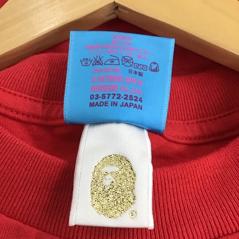 ベイプ BAPE Tシャツ 半袖 半袖カットソー プリントTシャツ クルーネックカットソー L プリント 赤 / レッド / red メンズ USED 古着 中古 10154648