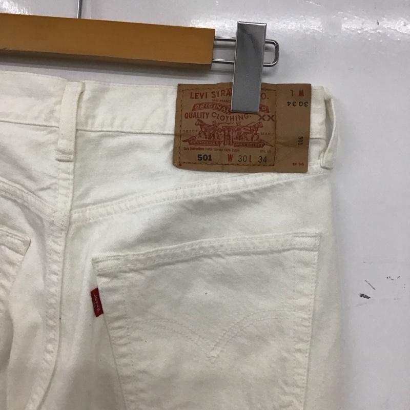 リーバイストラウスアンドコー Levi Strauss & co. パンツ デニム、ジーンズ デニムパンツ スリムパンツ カジュアルパンツ 30インチ ロゴ、文字 白 / ホワイト / white メンズ USED 古着 中古 10154655