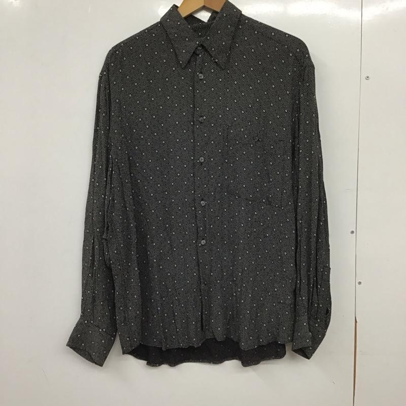 古着 USED シャツ、ブラウス 長袖 長袖シャツ 総柄シャツ カラーシャツ 総柄 白 / ホワイト / white X 黒 / ブラック / black メンズ USED 古着 中古 10154659