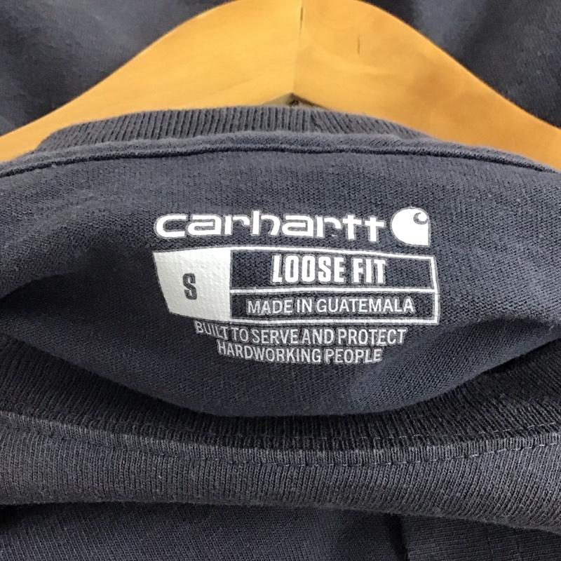 カーハート Carhartt Tシャツ 半袖 半袖カットソー プリントTシャツ クルーネックカットソー S ロゴ、文字 紺 / ネイビー / navy メンズ USED 古着 中古 10154660