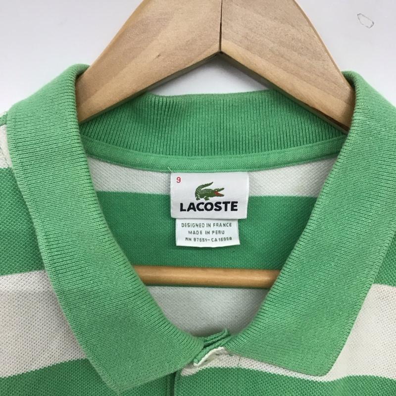 ラコステ LACOSTE ポロシャツ 半袖 半袖ポロシャツ カラーシャツ 半袖カットソー ロゴ、文字 白 / ホワイト / white X 薄緑 / ライトグリーン / メンズ USED 古着 中古 10154661