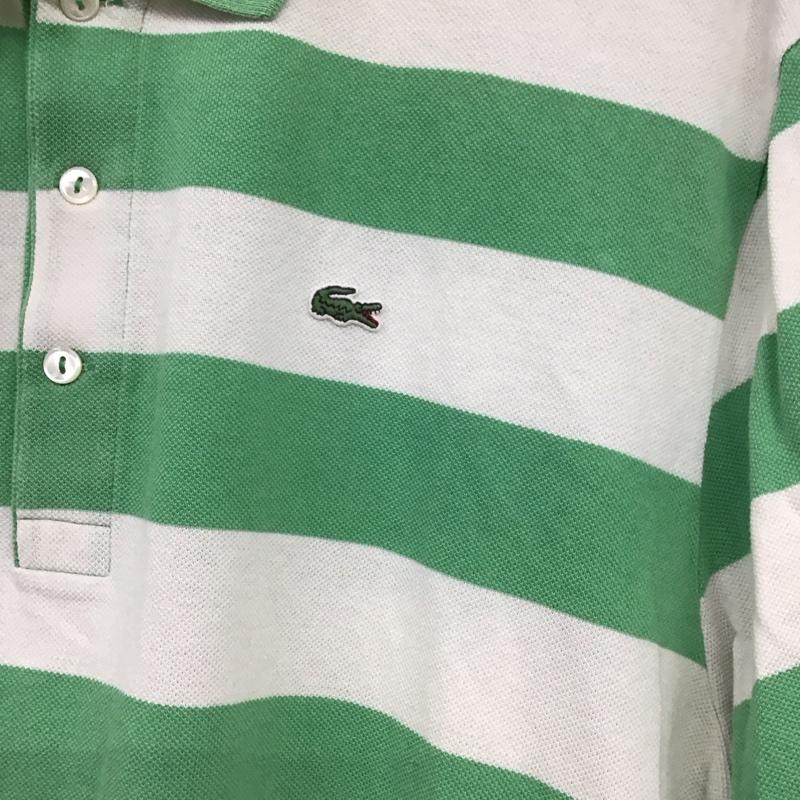 ラコステ LACOSTE ポロシャツ 半袖 半袖ポロシャツ カラーシャツ 半袖カットソー ロゴ、文字 白 / ホワイト / white X 薄緑 / ライトグリーン / メンズ USED 古着 中古 10154661