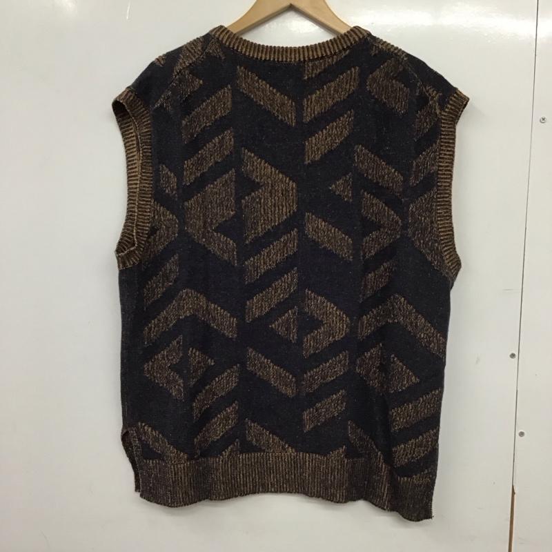 ナノユニバース nano・universe ベスト ベスト プルオーバーニットベスト Vネック M 総柄 橙 / オレンジ / orange X 紺 / ネイビー / navy メンズ USED 古着 中古 10154665