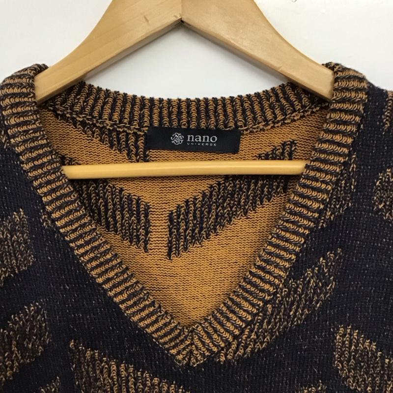 ナノユニバース nano・universe ベスト ベスト プルオーバーニットベスト Vネック M 総柄 橙 / オレンジ / orange X 紺 / ネイビー / navy メンズ USED 古着 中古 10154665