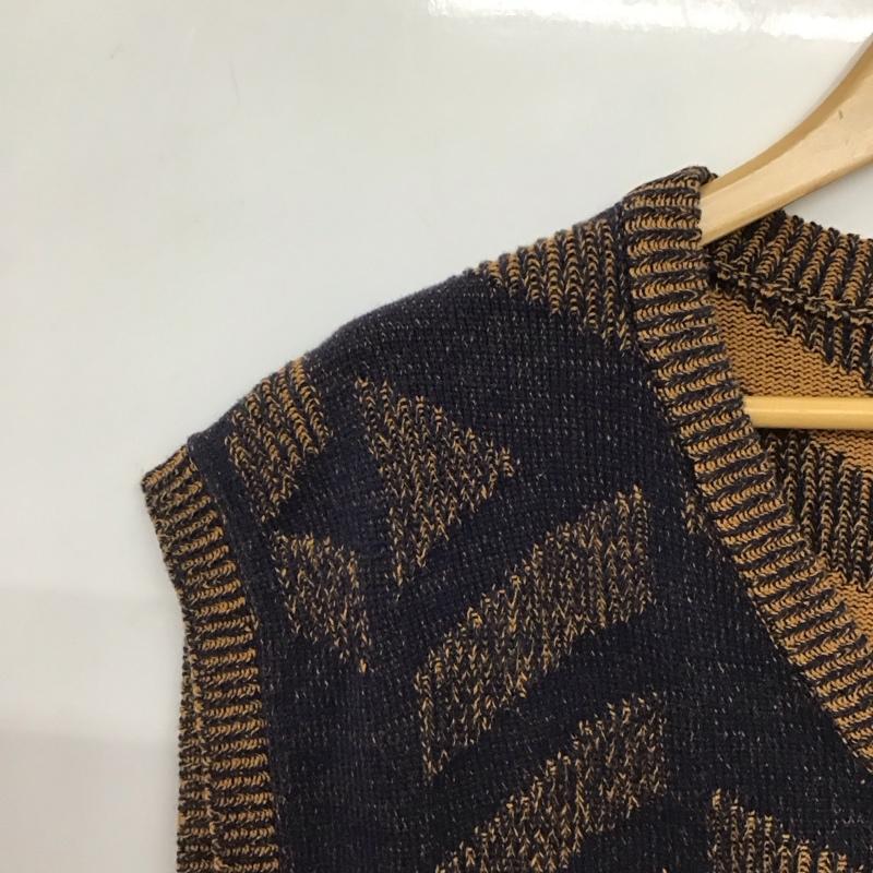 ナノユニバース nano・universe ベスト ベスト プルオーバーニットベスト Vネック M 総柄 橙 / オレンジ / orange X 紺 / ネイビー / navy メンズ USED 古着 中古 10154665
