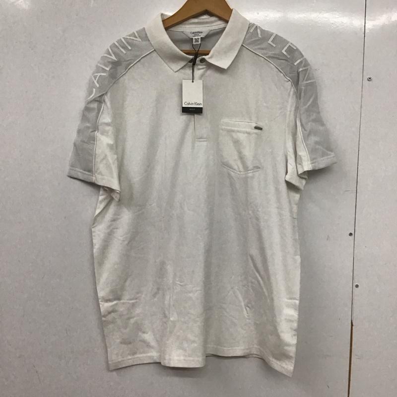 カルバン・クライン Calvin Klein ポロシャツ 半袖 半袖ポロシャツ カラーシャツ 半袖カットソー XL ロゴ、文字 白 / ホワイト / white メンズ USED 古着 中古 10154711