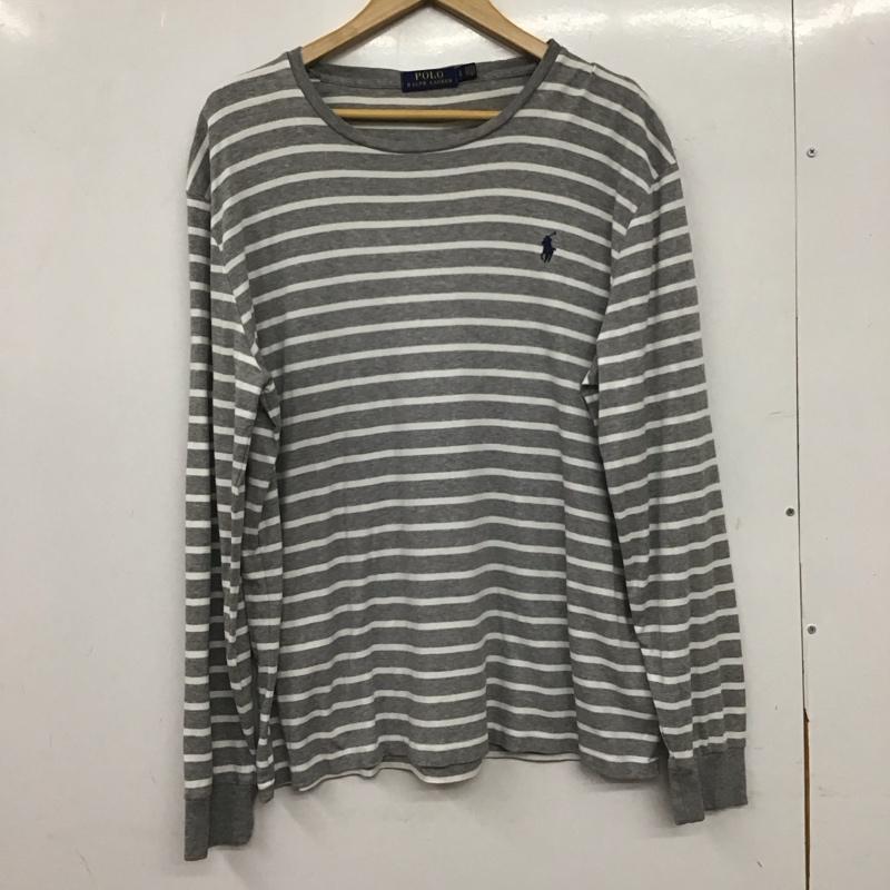 ポロラルフローレン POLO RALPH LAUREN カットソー 長袖 長袖ニットカットソー クルーネック L ボーダー柄 白 / ホワイト / white X 灰 / グレー / gray メンズ USED 古着 中古 10154719