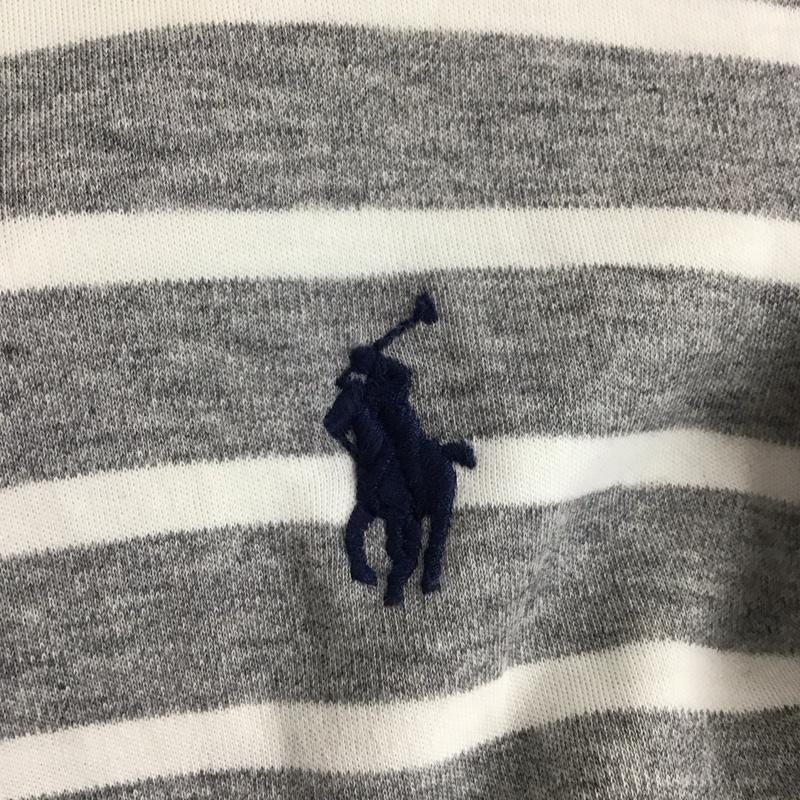 ポロラルフローレン POLO RALPH LAUREN カットソー 長袖 長袖ニットカットソー クルーネック L ボーダー柄 白 / ホワイト / white X 灰 / グレー / gray メンズ USED 古着 中古 10154719