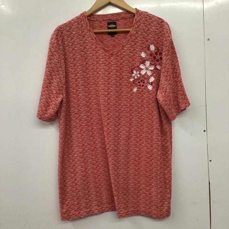 ミヤビムスビ 雅結 Tシャツ 半袖 半袖カットソー プリントTシャツ Vネックカットソー XXL ロゴ、文字 白 / ホワイト / white X 赤 / レッド / red メンズ USED 古着 中古 10154720