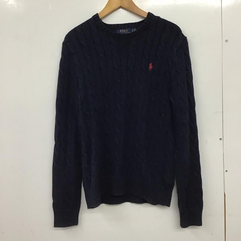ポロラルフローレン POLO RALPH LAUREN ニット、セーター 長袖 長袖ニットカットソー クルーネック セーター XS ロゴ、文字 紺 / ネイビー / navy メンズ USED 古着 中古 10154722