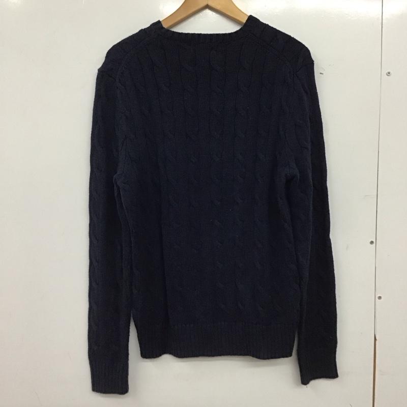 ポロラルフローレン POLO RALPH LAUREN ニット、セーター 長袖 長袖ニットカットソー クルーネック セーター XS ロゴ、文字 紺 / ネイビー / navy メンズ USED 古着 中古 10154722
