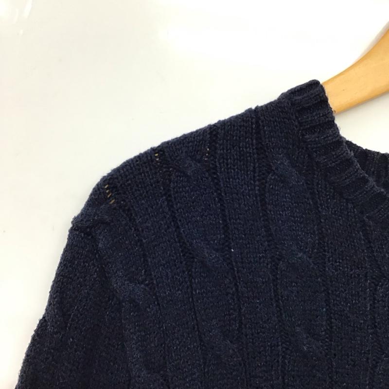 ポロラルフローレン POLO RALPH LAUREN ニット、セーター 長袖 長袖ニットカットソー クルーネック セーター XS ロゴ、文字 紺 / ネイビー / navy メンズ USED 古着 中古 10154722