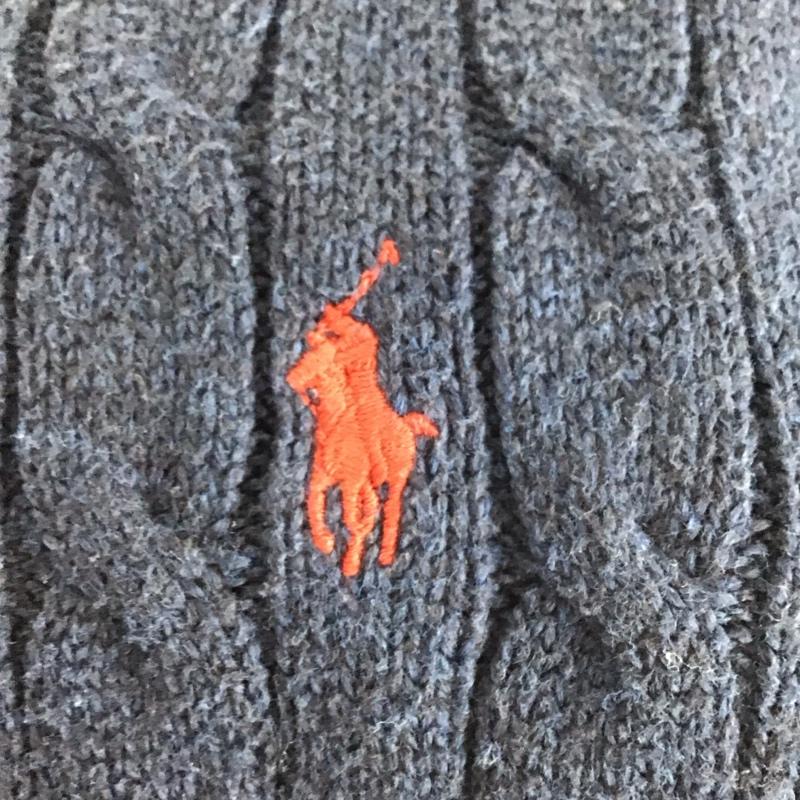 ポロラルフローレン POLO RALPH LAUREN ニット、セーター 長袖 長袖ニットカットソー クルーネック セーター XS ロゴ、文字 紺 / ネイビー / navy メンズ USED 古着 中古 10154722