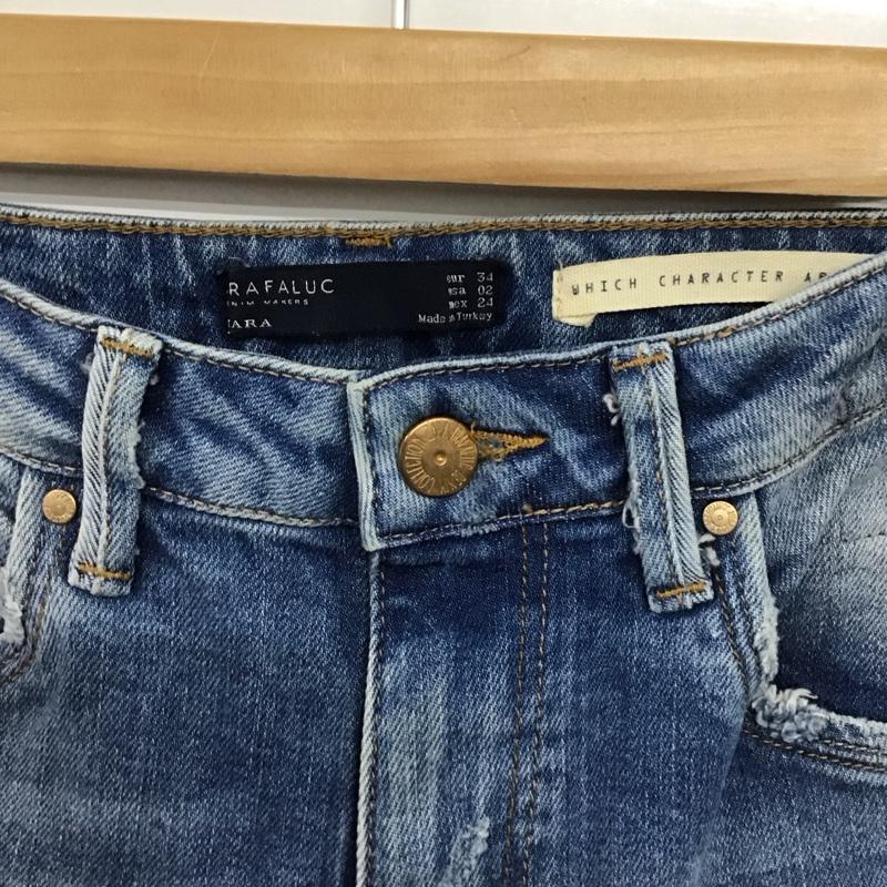 ザラ ZARA パンツ デニム、ジーンズ 34 無地 水色 / ライトブルー / レディース USED 古着 中古 10154789