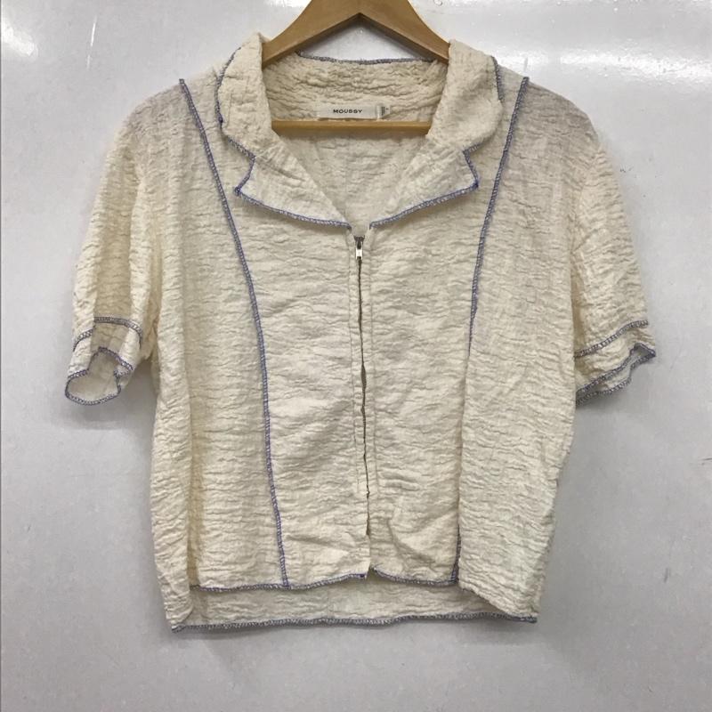 マウジー MOUSSY シャツ、ブラウス 半袖 029HSA80-0451 BICOLOR LINE ZIP ブラウス FREE 無地 白 / ホワイト / white レディース USED 古着 中古 10154814