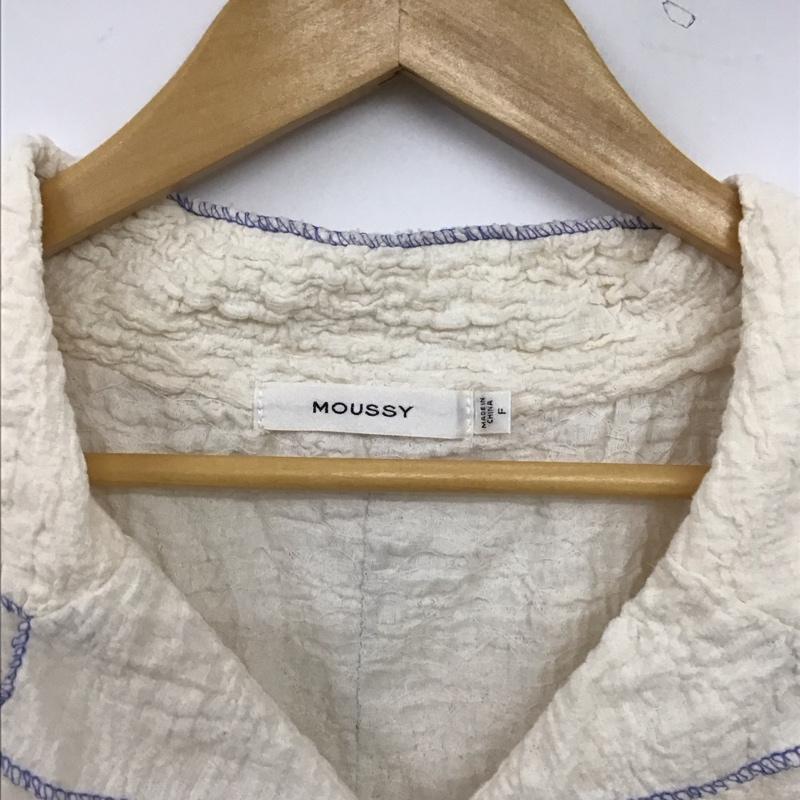 マウジー MOUSSY シャツ、ブラウス 半袖 029HSA80-0451 BICOLOR LINE ZIP ブラウス FREE 無地 白 / ホワイト / white レディース USED 古着 中古 10154814