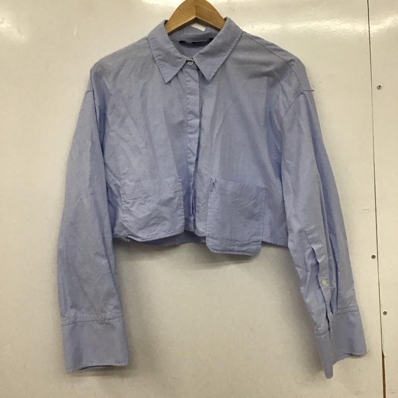 ザラ ZARA シャツ、ブラウス 長袖 L 無地 水色 / ライトブルー / レディース USED 古着 中古 10154830