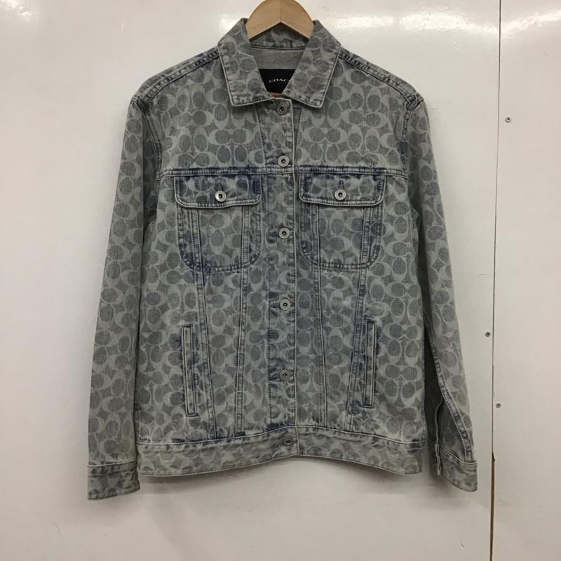 コーチ COACH ジャケット、上着 ジャケット、ブレザー C8787 シグネチャー デニム ジャケット ロゴ、文字 水色 / ライトブルー / レディース USED 古着 中古 10154832