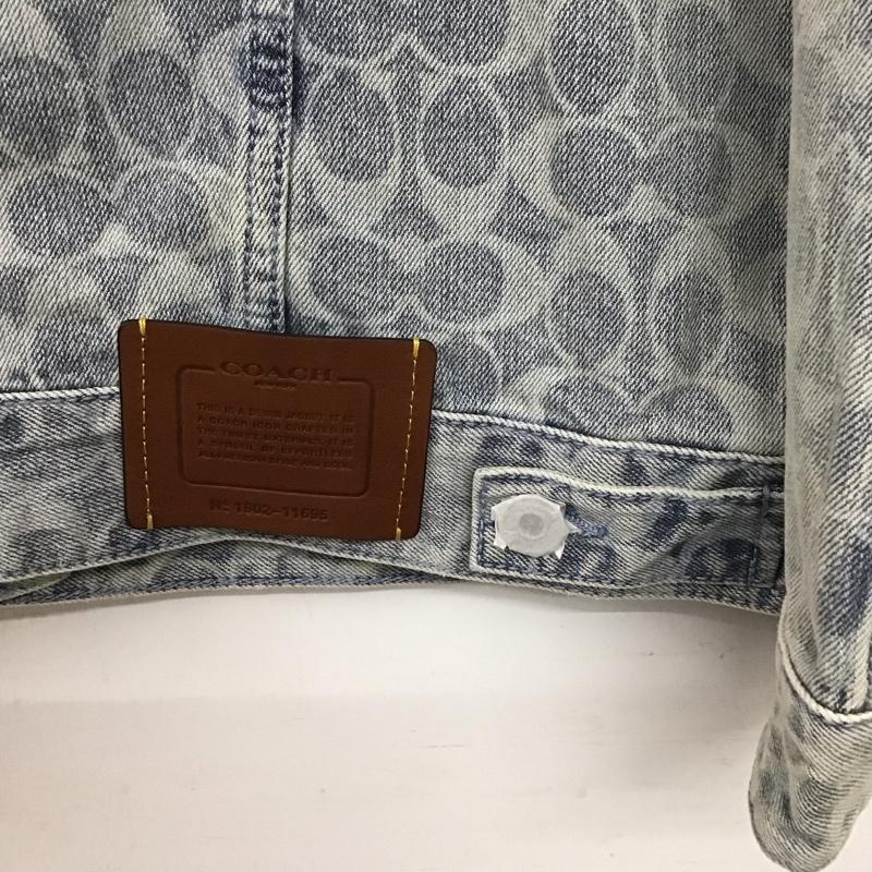 コーチ COACH ジャケット、上着 ジャケット、ブレザー C8787 シグネチャー デニム ジャケット ロゴ、文字 水色 / ライトブルー / レディース USED 古着 中古 10154832