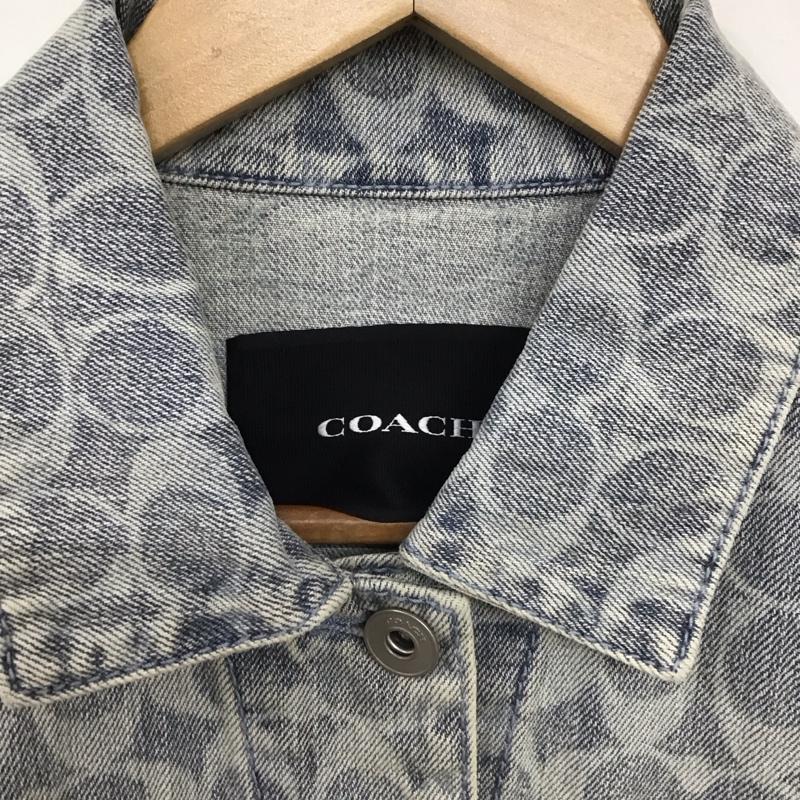 コーチ COACH ジャケット、上着 ジャケット、ブレザー C8787 シグネチャー デニム ジャケット ロゴ、文字 水色 / ライトブルー / レディース USED 古着 中古 10154832